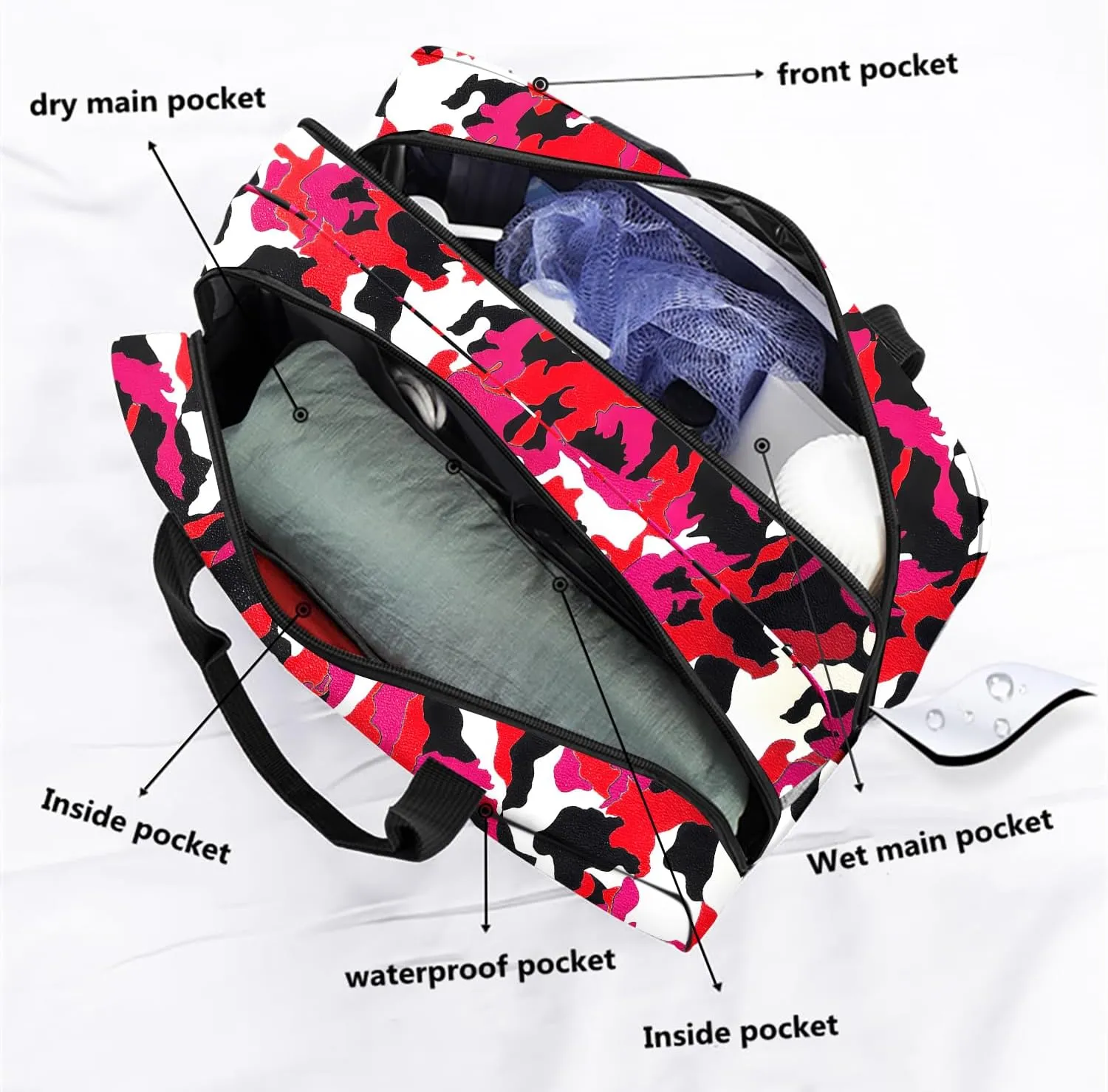 Wash Bags for Boys & Girls,Lightweight Carry-On Size,Toiletry Bag for Traveling,Small Tote Bags,Sport Toiletry Bag, (051hong)