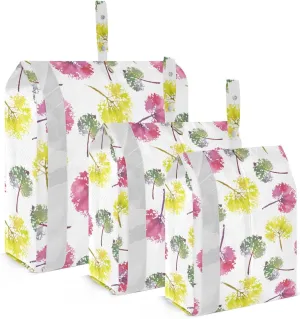 Watercolor Flowers Packing Cubes Set of 3, Lightweight Travel Luggage Organizers Foldable Bags for Easy Packing and Organization