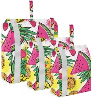 Watermelon & Pineapple Packing Cubes Set of 3, Lightweight Travel Luggage Organizers Foldable Bags for Easy Packing and Organization