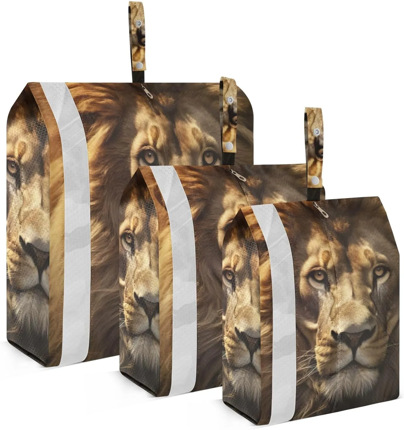 Wild Lion Packing Cubes Set of 3, Lightweight Travel Luggage Organizers Foldable Bags for Easy Packing and Organization