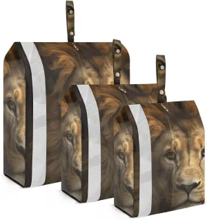 Wild Lion Packing Cubes Set of 3, Lightweight Travel Luggage Organizers Foldable Bags for Easy Packing and Organization
