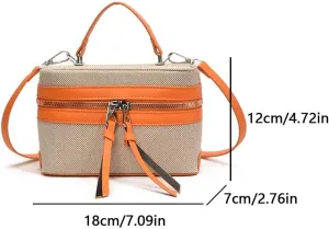 Women Patchwork Crossbody Bag Fashion Shoulder Bag Chic Hobo Bag (Orange)