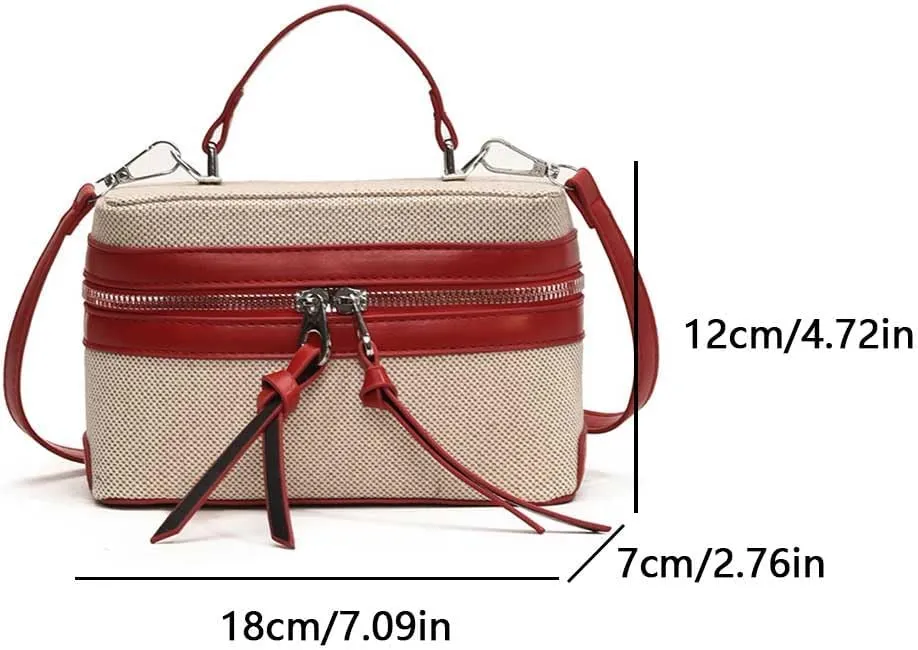 Women Patchwork Crossbody Bag Fashion Shoulder Bag Chic Hobo Bag (Red)