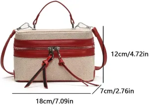 Women Patchwork Crossbody Bag Fashion Shoulder Bag Chic Hobo Bag (Red)