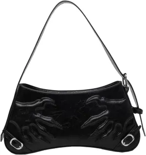 Women PU Fashion Shoulder Bag Simple Underarm Bag Chic Hobo Bag (Black)