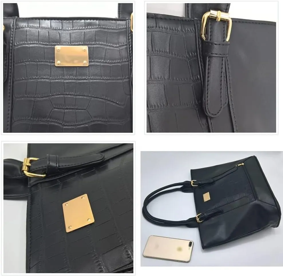 Women Shoulder Bags Crocodile Pattern Bucket Bag Contrasting Colors Tote Bag Large Capacity Handbag