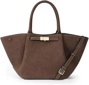 Women Soft Grained Suede Top Handle Bag Trendy Suede Leather Tote Bag Luxury Satchel Bags Hobo Shoulder Bags