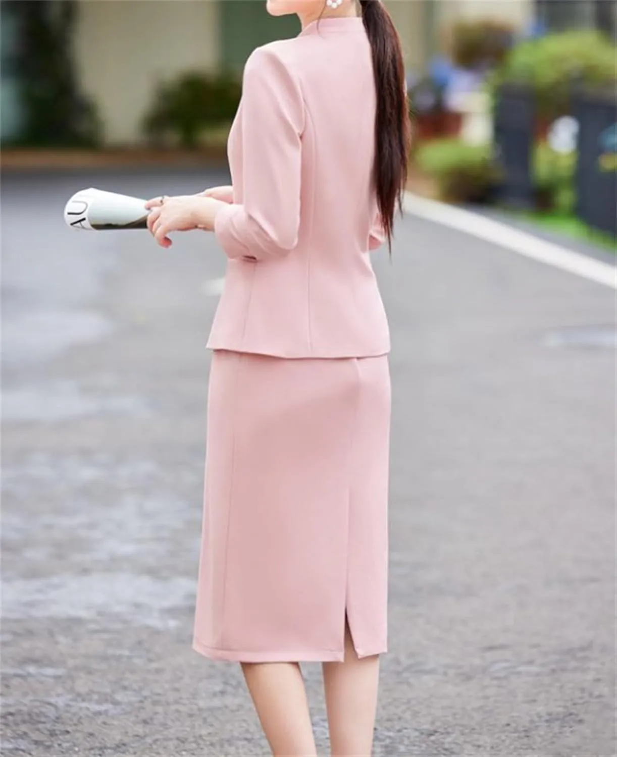 Women's 2 Piece Suit Dress Set Business Casual Long Sleeve Blazer and Pencil Skirt