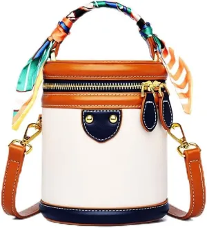 Women's Color-Block Bucket Bag 2025 Fashion Crossbody Bag Summer Niche Design Cylindrical Bag Women's shoulder bag