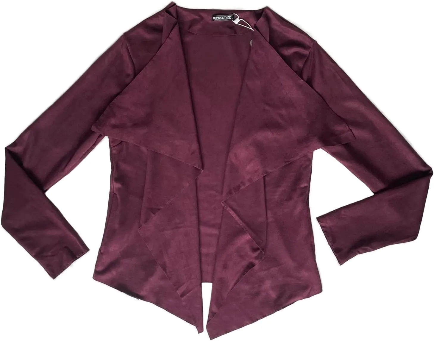 Women's Long Sleeve Cardigan, Faux Suede, Chic Look, Drape Front