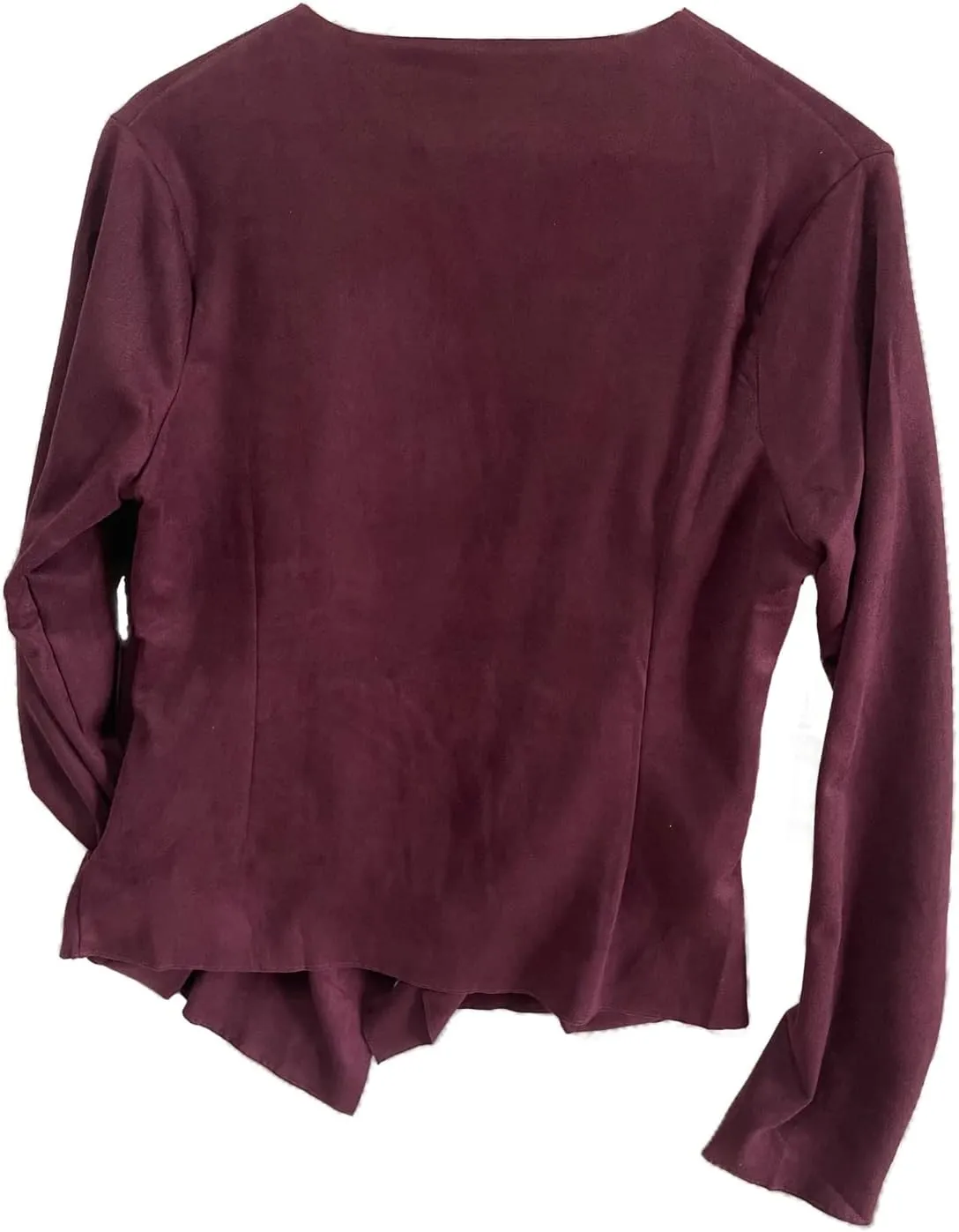 Women's Long Sleeve Cardigan, Faux Suede, Chic Look, Drape Front