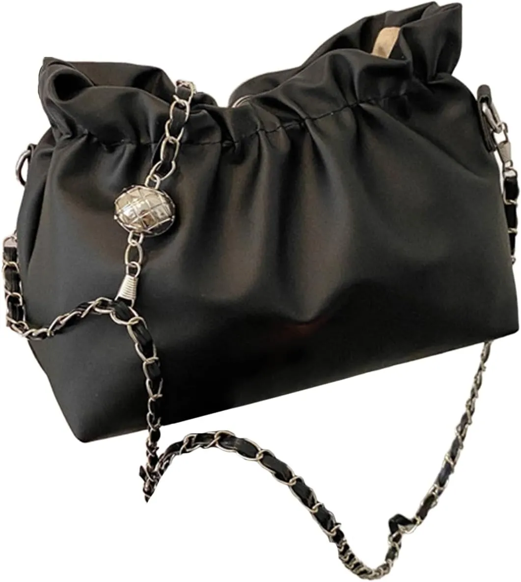 Women's Pearl Bucket Bags Underarm Purse Clutch Y2K Shoulder Handbags Crossbody Bags With Chain