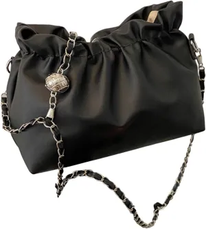 Women's Pearl Bucket Bags Underarm Purse Clutch Y2K Shoulder Handbags Crossbody Bags With Chain