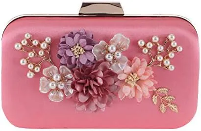 Women's Rose Flower Flash Evening Clutch Bag Dress Bag Bags