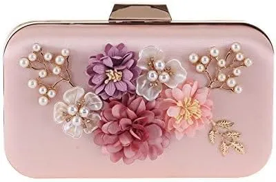 Women's Rose Flower Flash Evening Clutch Bag Dress Bag Bags