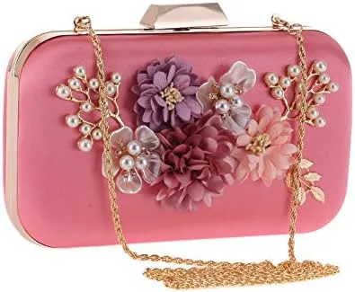 Women's Rose Flower Flash Evening Clutch Bag Dress Bag Bags