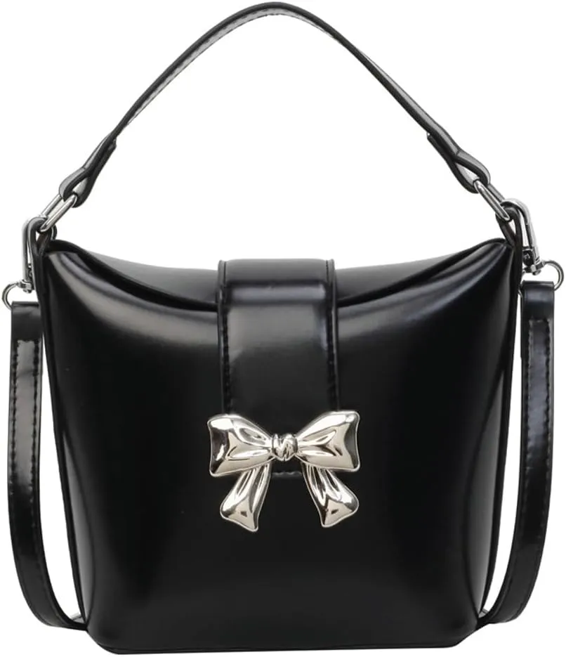 Women's Trendy Shoulder Bag Cute Bowknot Hobo Crossbody Bags Bucket Purse Casual Handbag