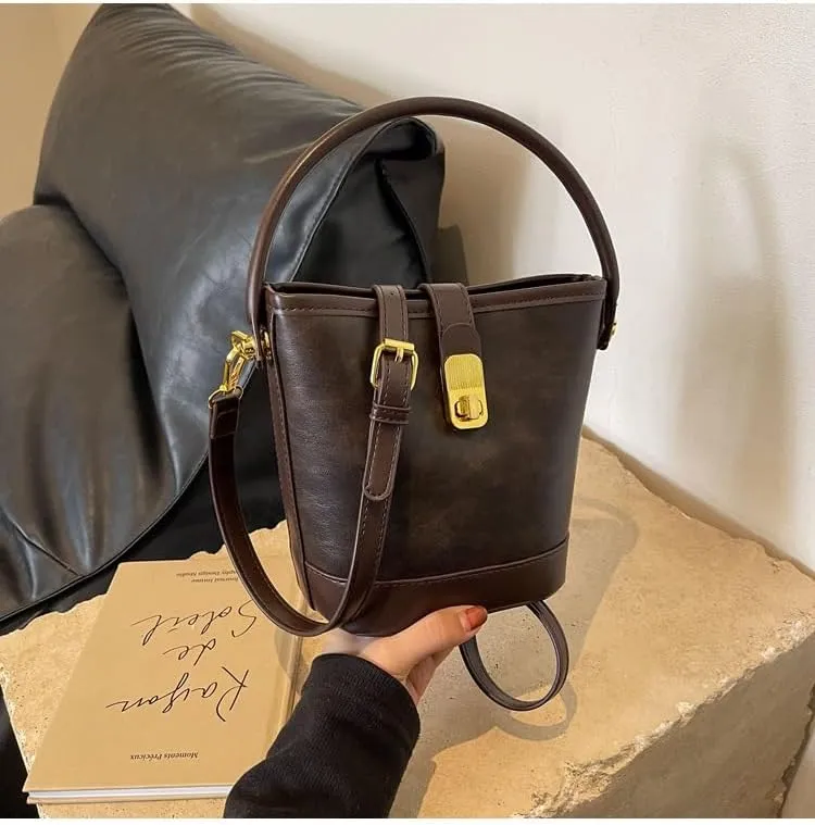 Women's Vintage Leather Hobo Bags Retro Alt Large Ladies Tote Casual Crossbody Shoulder Bag Classic Bucket Bags