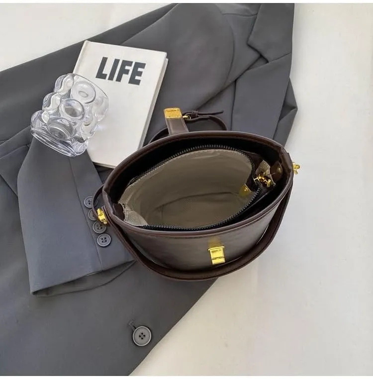 Women's Vintage Leather Hobo Bags Retro Alt Large Ladies Tote Casual Crossbody Shoulder Bag Classic Bucket Bags