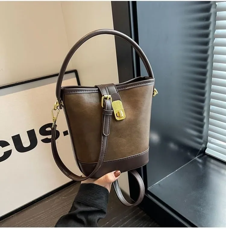 Women's Vintage Leather Hobo Bags Retro Alt Large Ladies Tote Casual Crossbody Shoulder Bag Classic Bucket Bags