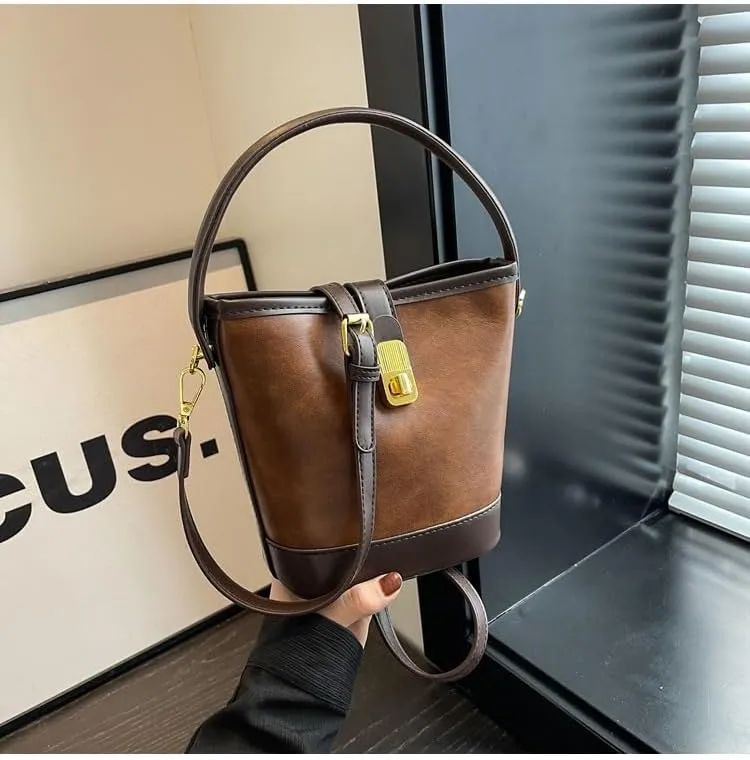 Women's Vintage Leather Hobo Bags Retro Alt Large Ladies Tote Casual Crossbody Shoulder Bag Classic Bucket Bags