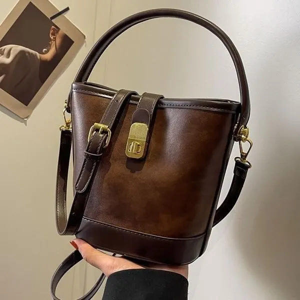 Women's Vintage Leather Hobo Bags Retro Alt Large Ladies Tote Casual Crossbody Shoulder Bag Classic Bucket Bags