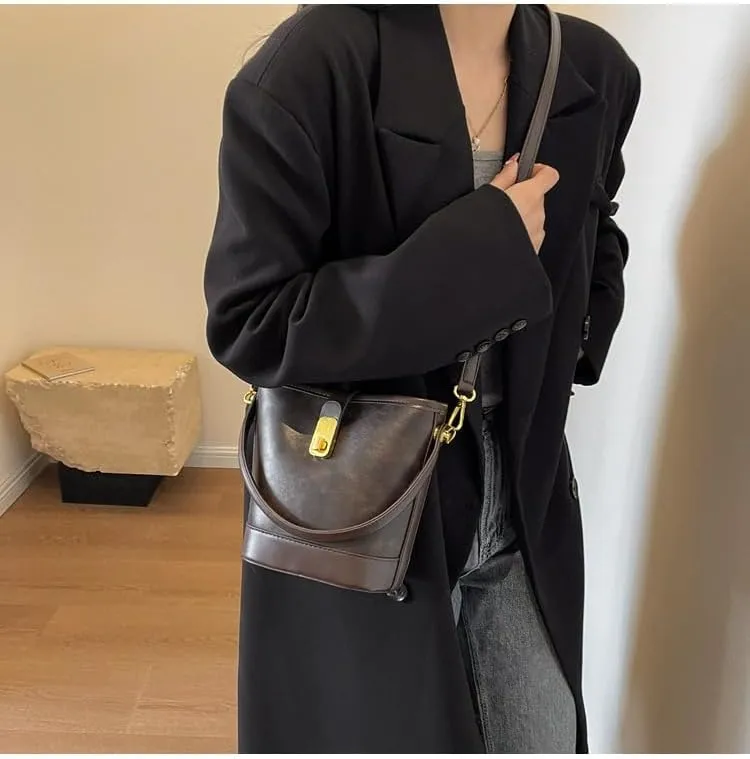 Women's Vintage Leather Hobo Bags Retro Alt Large Ladies Tote Casual Crossbody Shoulder Bag Classic Bucket Bags