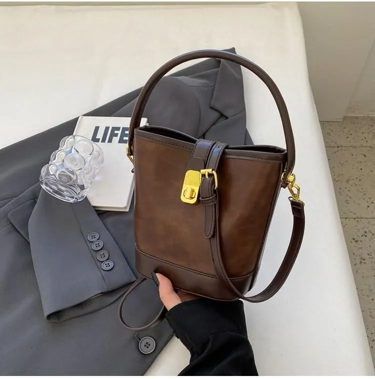 Women's Vintage Leather Hobo Bags Retro Alt Large Ladies Tote Casual Crossbody Shoulder Bag Classic Bucket Bags