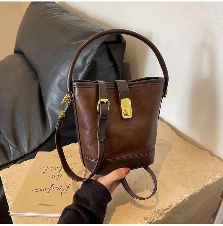 Women's Vintage Leather Hobo Bags Retro Alt Large Ladies Tote Casual Crossbody Shoulder Bag Classic Bucket Bags