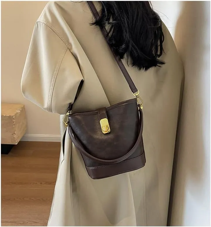 Women's Vintage Leather Hobo Bags Retro Alt Large Ladies Tote Casual Crossbody Shoulder Bag Classic Bucket Bags