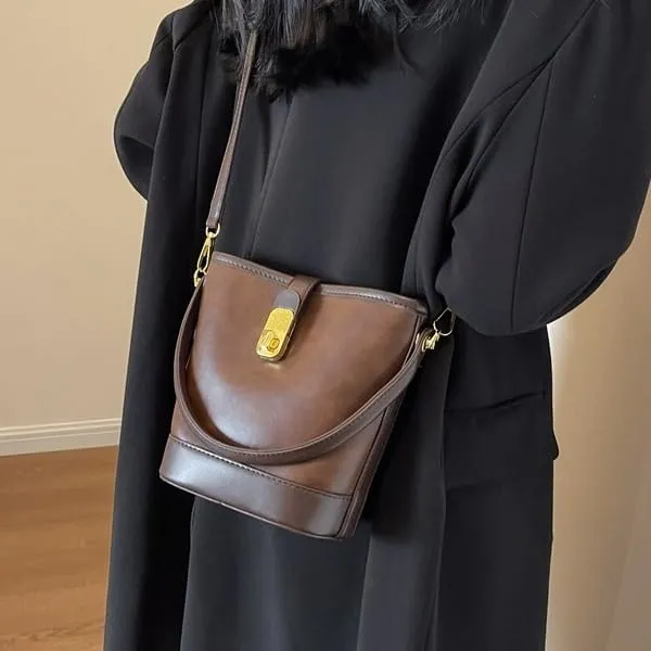 Women's Vintage Leather Hobo Bags Retro Alt Large Ladies Tote Casual Crossbody Shoulder Bag Classic Bucket Bags