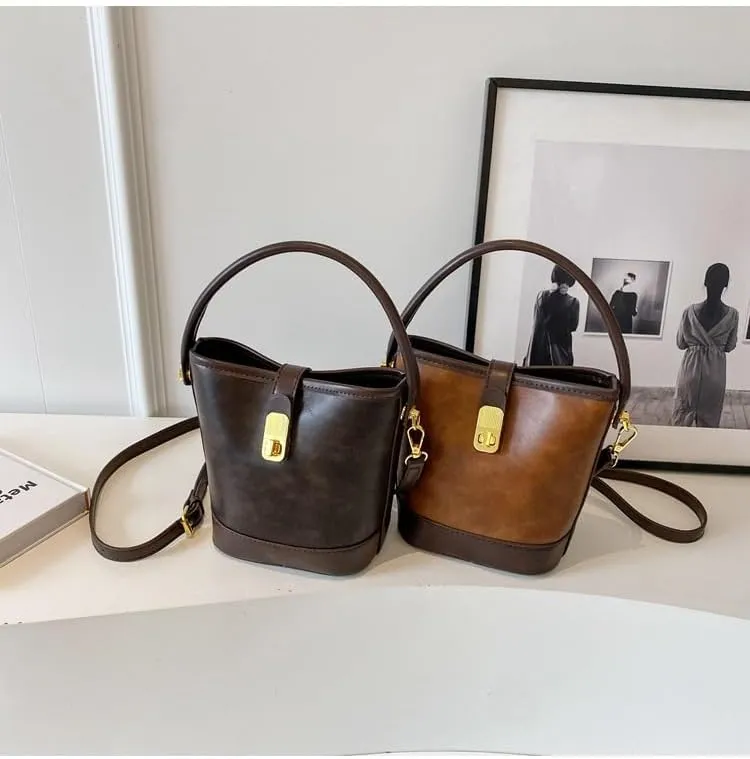 Women's Vintage Leather Hobo Bags Retro Alt Large Ladies Tote Casual Crossbody Shoulder Bag Classic Bucket Bags