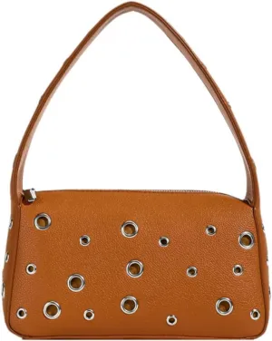 Y2k Crescent Hobo Bags Women 90s PU Leather Trendy Studded Shoulder Satchels Crossbody Purse Punk Underarm Tote Handbag