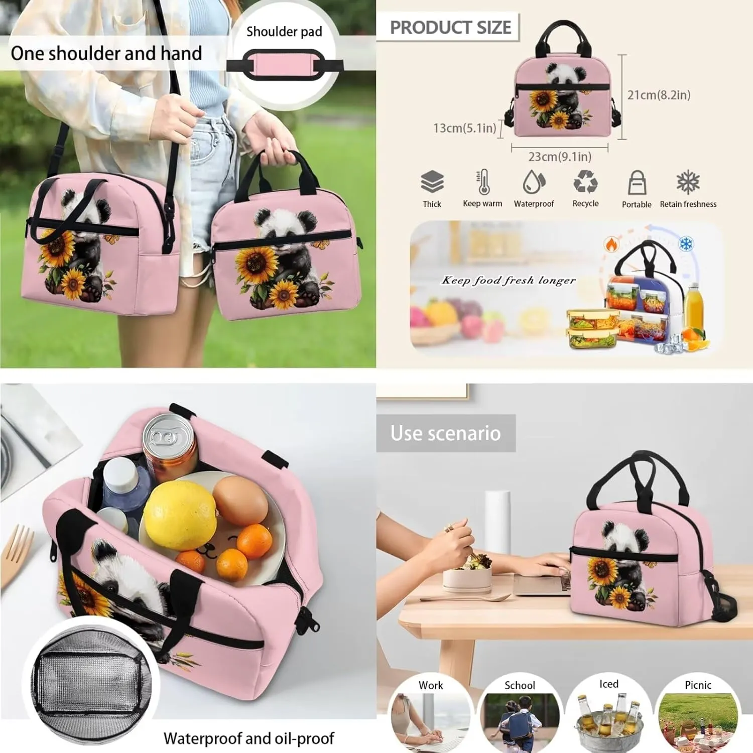 YEXIATODO Kawaii Panda Toddler Backpack and Lunch Box Set Girls Preschool with Cute Pencil Case Lightweight School Book Bag & Case Stylish School Backpacks Make You Look Chic and Fashion
